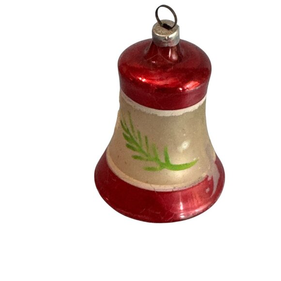 Vintage Christmas Bell Ornament Red & White Glass Hand-Painted West Germany 2 3/ - Picture 3 of 6